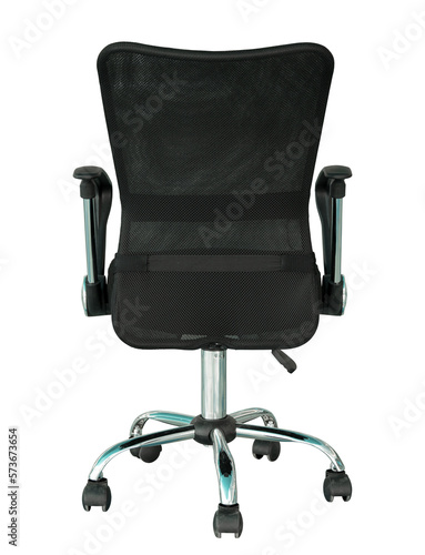 back view of black office chair isolated with clipping path
