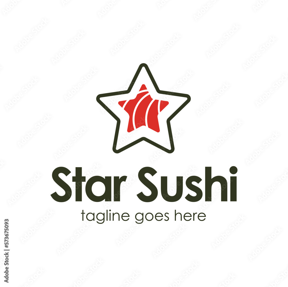 Obraz premium Star Sushi Logo Design Template with sushi icon and star. Perfect for business, company, mobile, app, restaurant, etc
