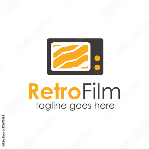 Retro Film Logo Design Template with television icon retro style. Perfect for business, company, mobile, app, restaurant, etc