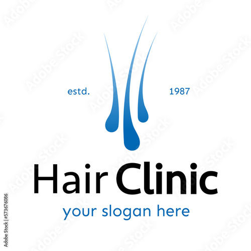 Hair clinic vector logotype color style isolated on white background for trasplantation, cosmetics shop, natural medicine. makeup. 10 eps