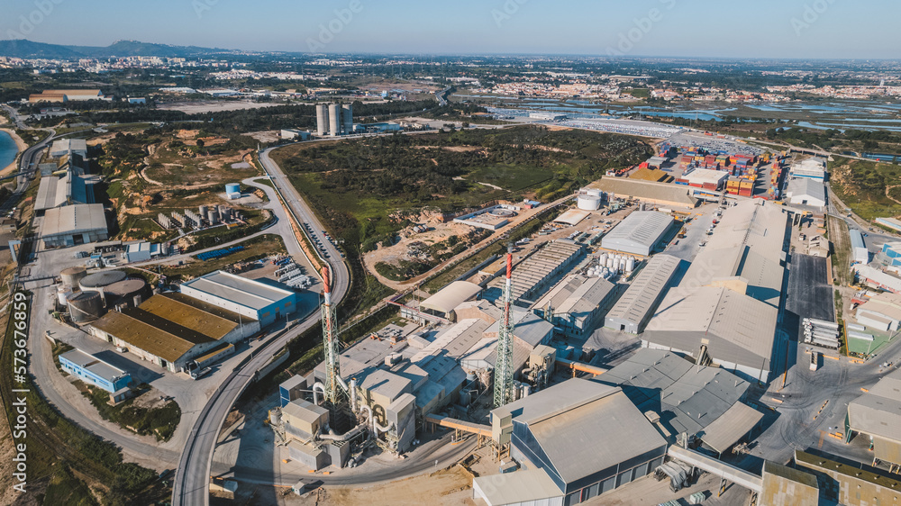 Aerial view of industrial area