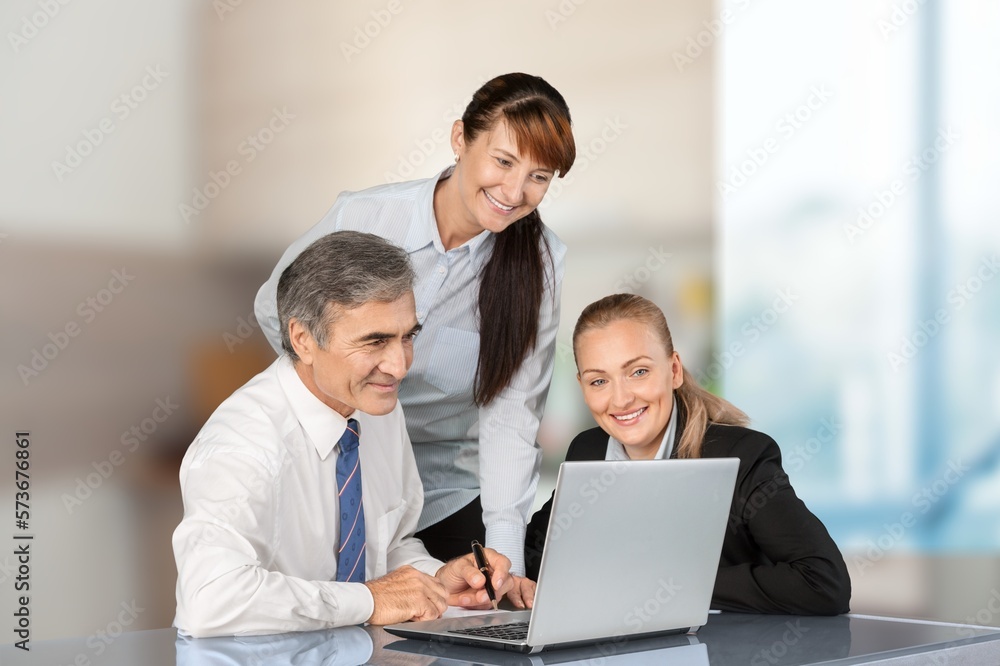 Happy business team work in modern workspace Happy business team work in modern workspace