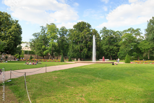 Park Residence Garden (Schlossgarten) with fountain in Fulda, Germany