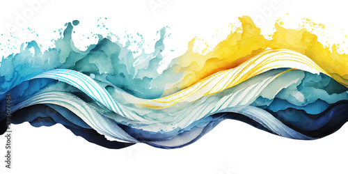 Abstract wave illustration by Vita with hand painted details.  photo