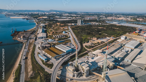 Aerial view of industrial area