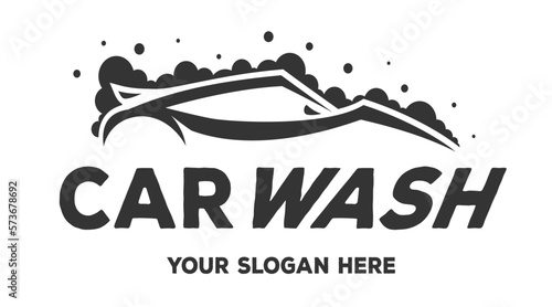 Car wash logotype black color flat style isolated on white background for banner design, service company vector 10 eps