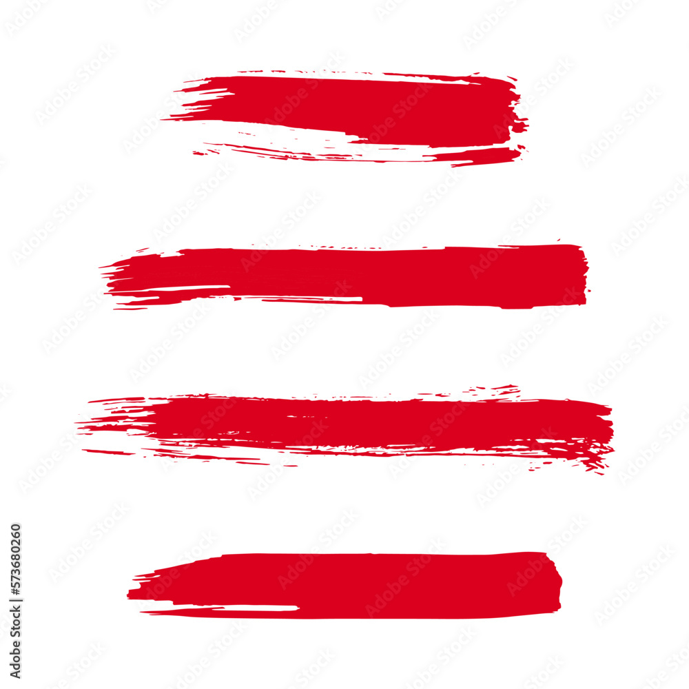 Obraz premium Red brush stroke set. Collection of painted grunge stripes. Ink paint