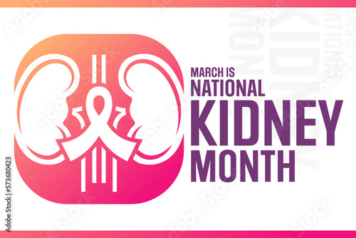 March is National Kidney Month. Vector illustration. Holiday poster.