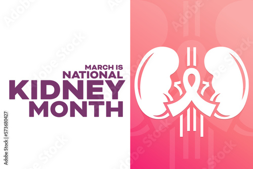 March is National Kidney Month. Vector illustration. Holiday poster.
