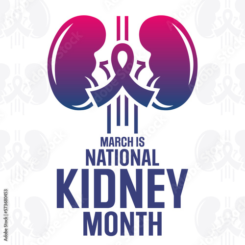 March is National Kidney Month. Vector illustration. Holiday poster.