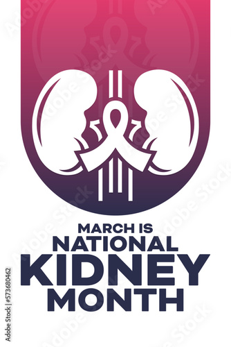 March is National Kidney Month. Vector illustration. Holiday poster.
