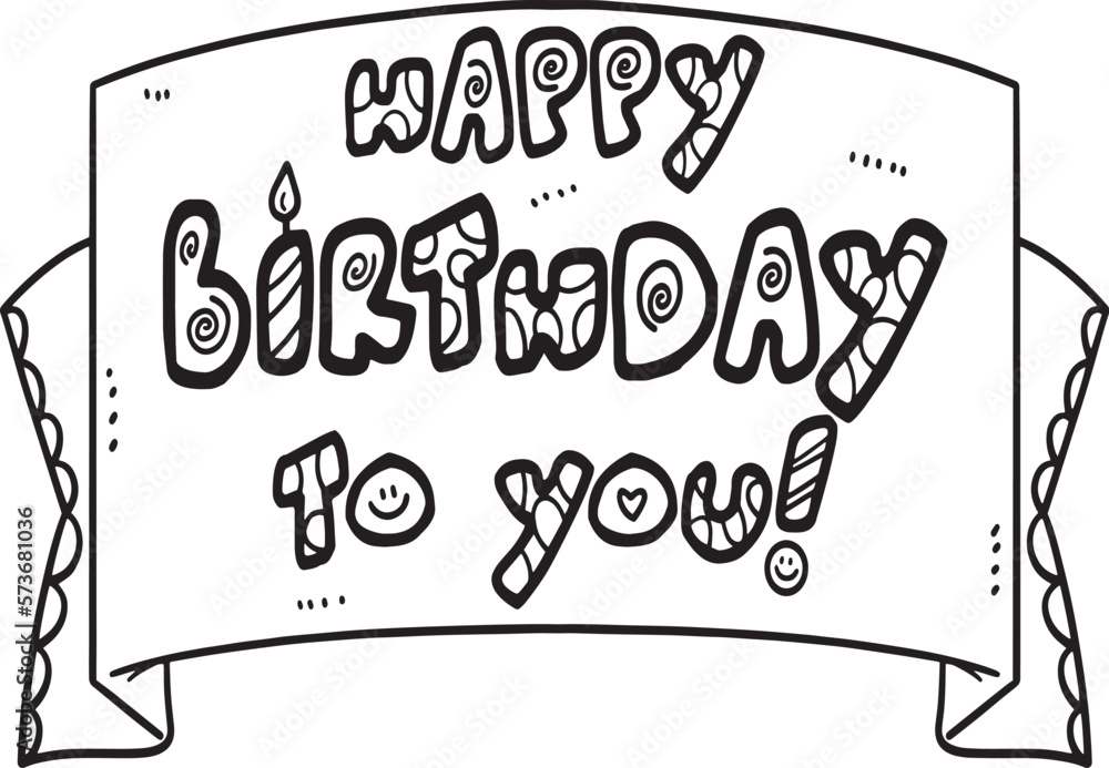 Happy Birthday To You Isolated Coloring Page 