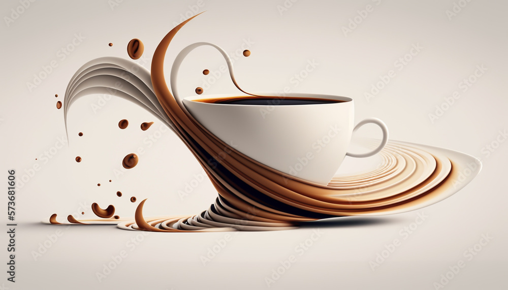 a Abstract cups full of expresso in background, art style, generative ai, kitchen, restaurant,  - obrazy, fototapety, plakaty 