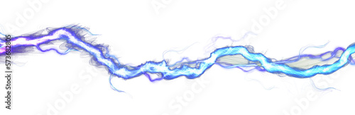 Blue lightning, thunder strike against a transparent background. Electrical discharge. Flash of colorful neon lines of light.. Digital art dynamic illustration. png