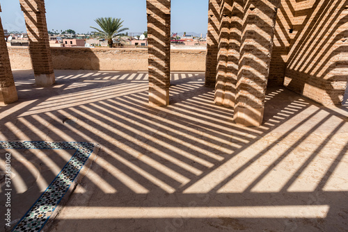 Patterns in brick walls of mood in El Badi Palace, Marrakech, Morocco