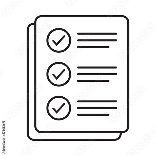 Checklist vector icon in line art style. Document icon, questionnaire icon, illustration isolated on white background for graphic and web design. © Maksim