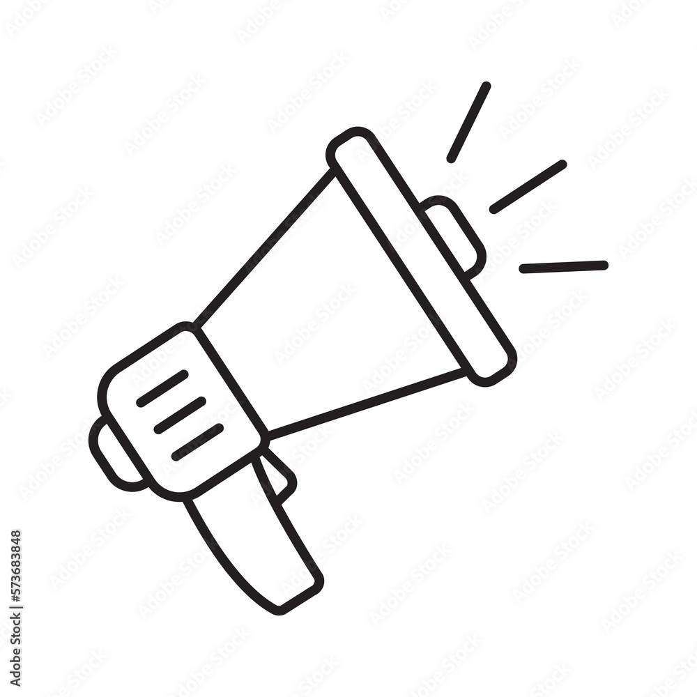 Megaphone icon, loud speaker icon, loudspeaker sign.