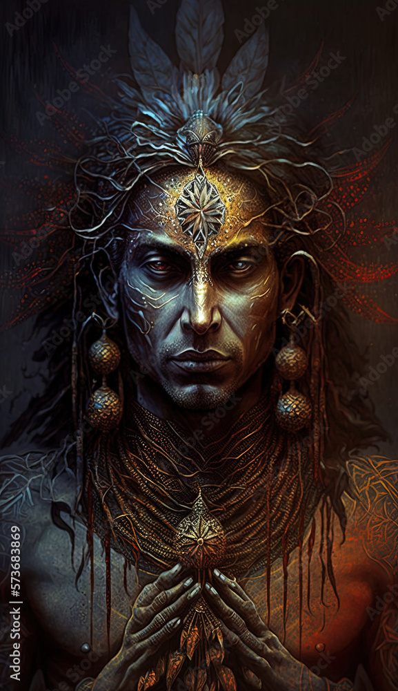 Powerful Shamanic Tribal Chief. Generative Ai. Powerful Shamanic Tribal Chief. Generative Ai.