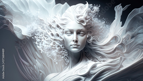 Spiritual ethereal woman concept of the perfection of reincarnation and purity of the Soul. Generative Ai. photo