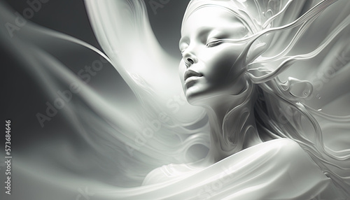 Spiritual ethereal woman concept of the perfection of reincarnation and purity of the Soul. Generative Ai.
