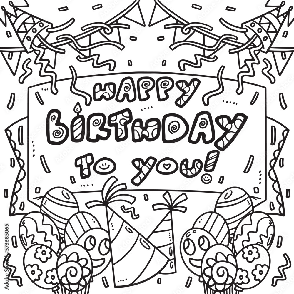 Happy Birthday To You Coloring Page for Kids