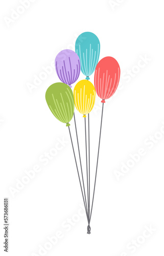 Wallpaper Mural Balloon set. Flying colorful bunch of balloons with ropes. Flat, cartoon, isolated Torontodigital.ca
