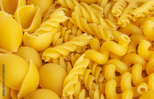 durum wheat pasta of various shapes and types