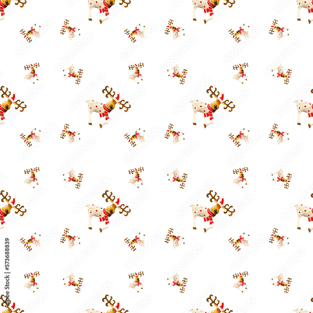 Christmas pattern made with a christmas deer on a white background Christmas pattern made with a christmas deer on a white background