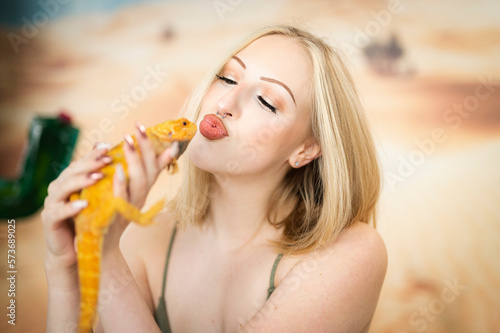 woman with lizard