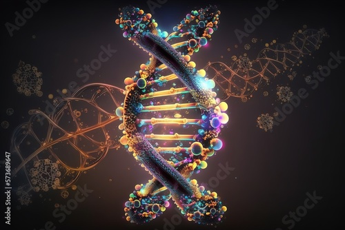 Double helix of DNA. Genetic engineering research in scientific laboratories. Generative AI