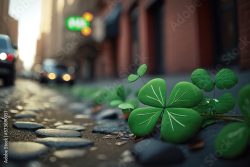 An illustration of the city for St. Patrick s Day. AI Generation