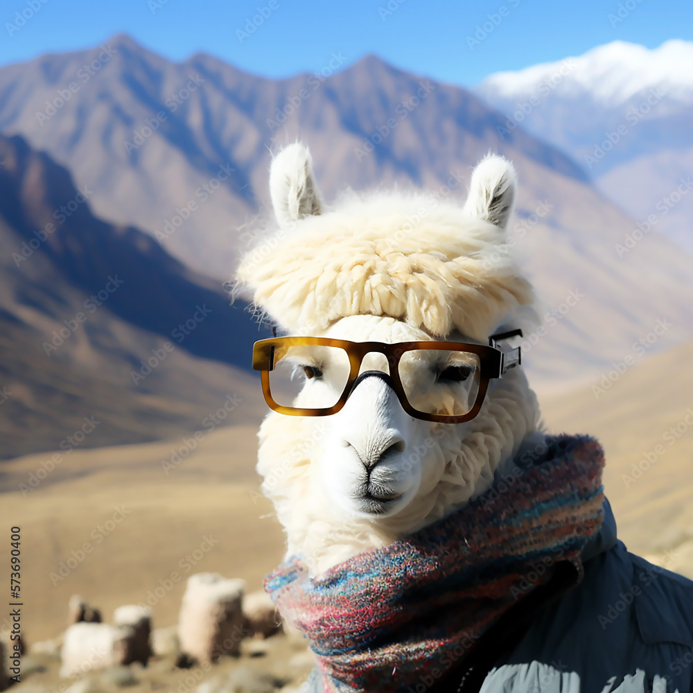 Alpaca stands on a mountain, in bright clothes and a straw hat , generative AI tools
Alpaca stands on a mountain, in bright clothes and a straw hat , generative AI tools