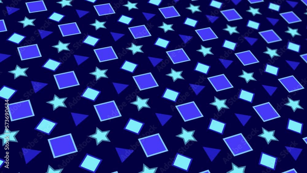 Animated abstract pattern with star geometric elements. blue gradient background Animated abstract pattern with star geometric elements. blue gradient background