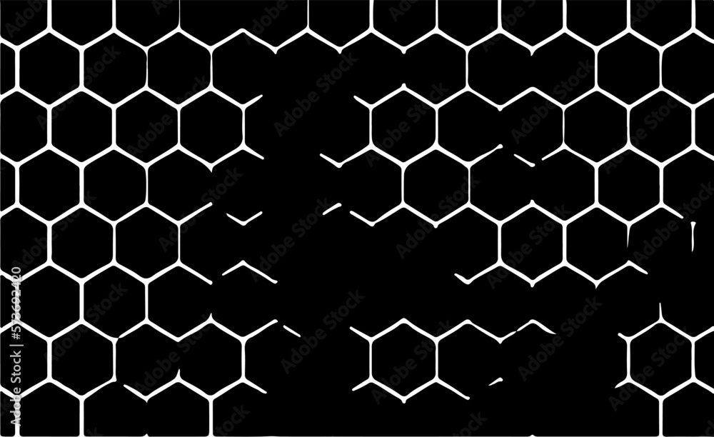 Fototapeta premium Rough, irregular texture composed of monochrome geometric elements. Overlay distressed grunge background. Abstract vector illustration. Isolated on white background. EPS10