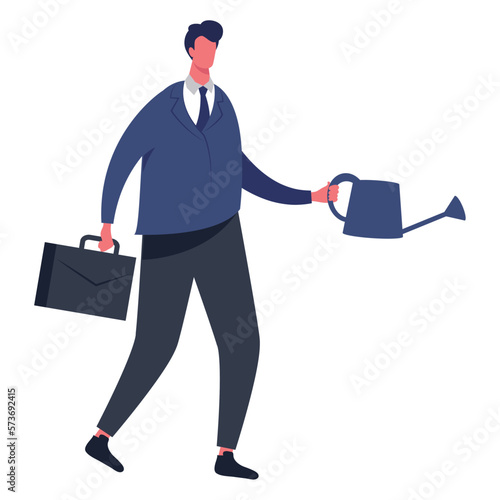 elegant businessman with sprinkler