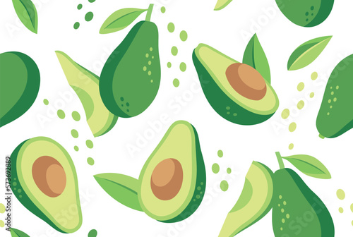 Seamless pattern with avocado. Healthy vegan food. Vector abstract modern illustration.