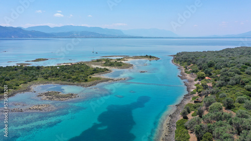 Aerial drone photo of paradise complex volcanic islands of Lichadonisia in North Evia, Greece © aerial-drone