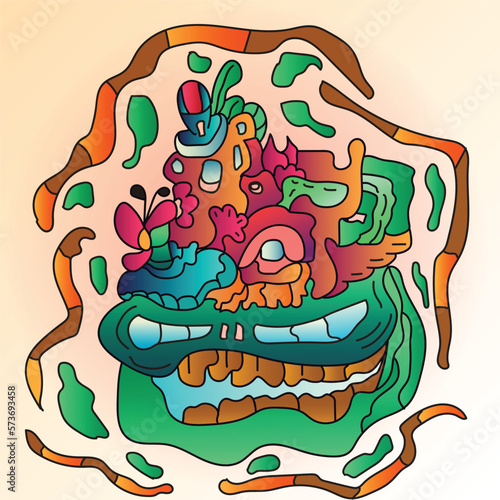 Vector colorful abstract doodle hand drawn and animal illustration for digital banner designs 2023