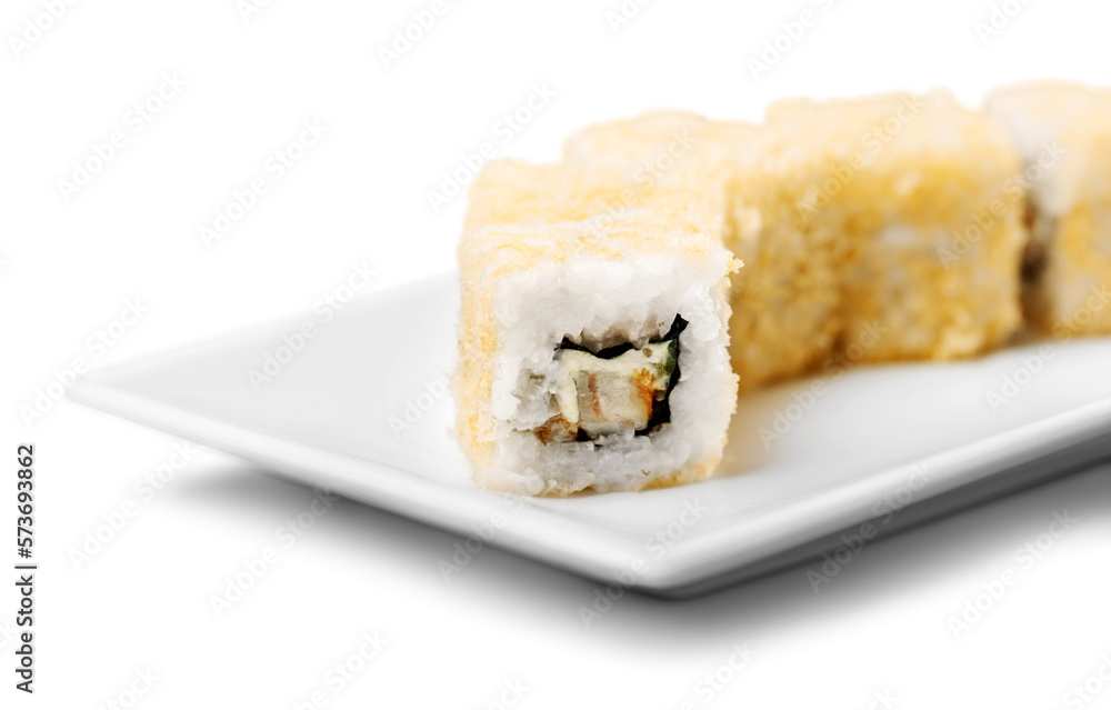 Tasty Sushi rolls served on plate Tasty Sushi rolls served on plate