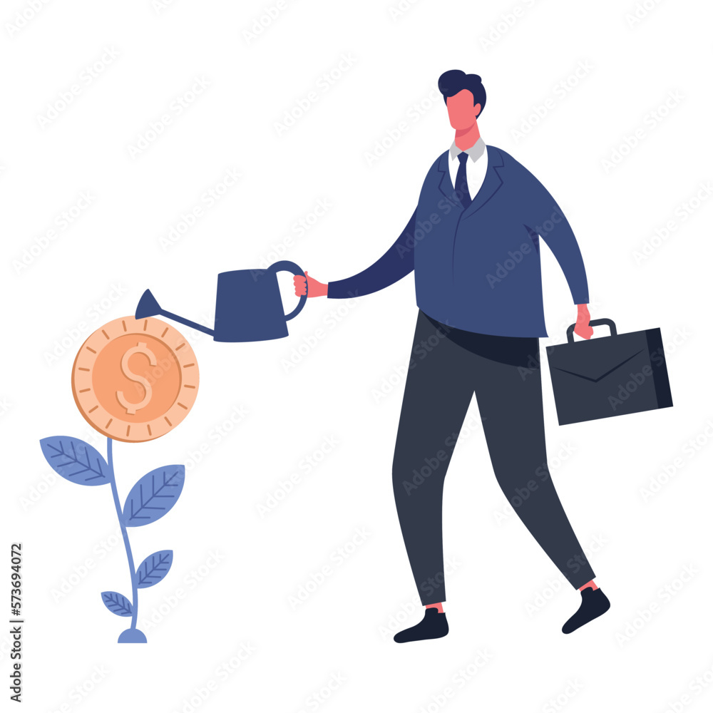 elegant businessman planting money elegant businessman planting money
