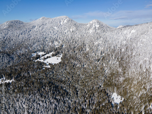 Aerial view of Rhodope Mountains near Persenk peak, Bulgaria photo