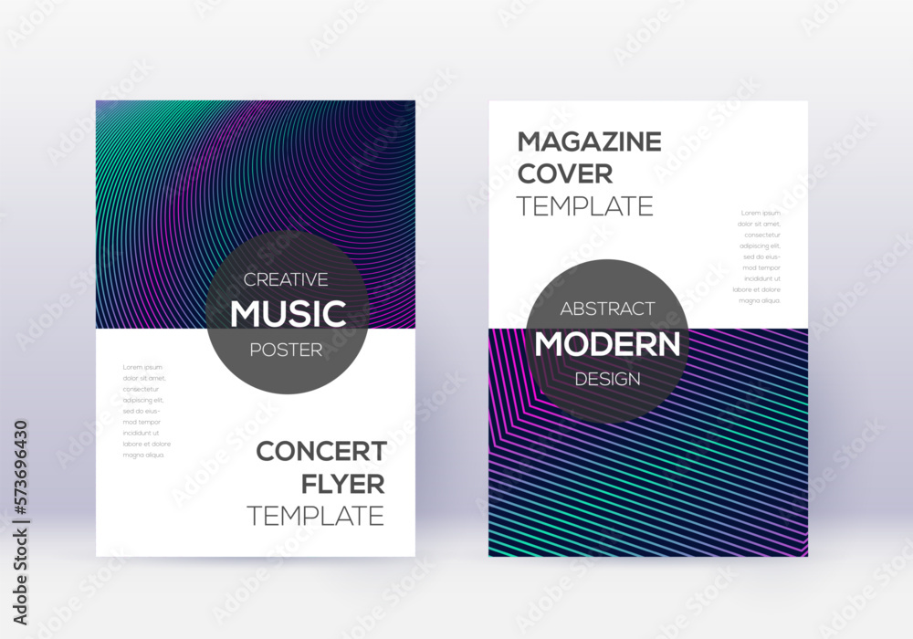 Fototapeta premium Modern cover design template set. Neon abstract li