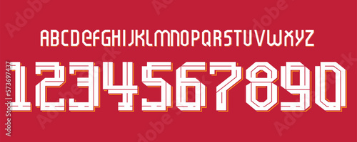 font vector team 2023 kit sport style font. football style font with lines inside. liverpool font england teams. sports style letters and numbers for soccer team photo