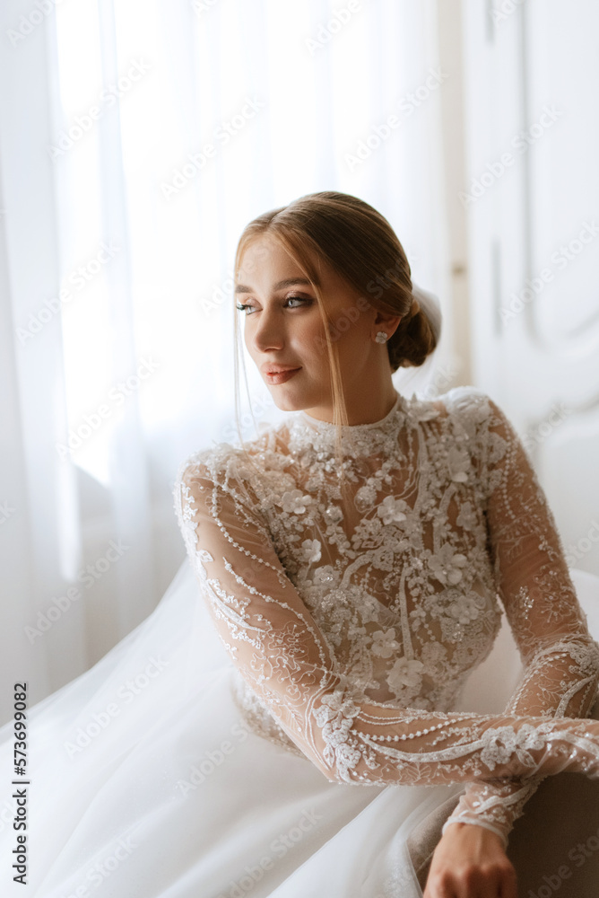 portrait of a bride in the morning before the wedding