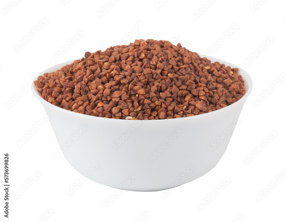 Raw buckwheat on white Raw buckwheat on white