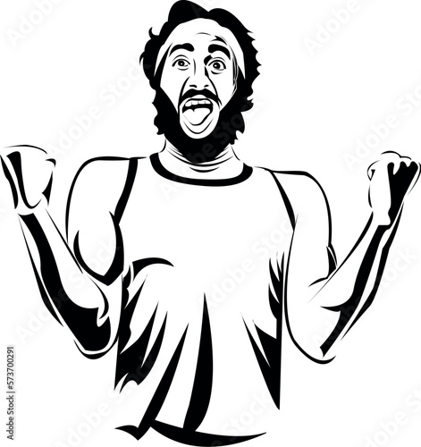 joyful surprised man in ecstasy