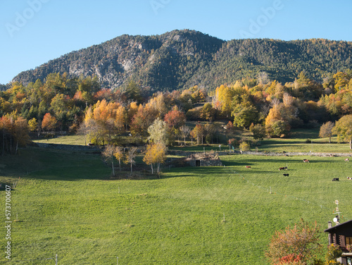 Tour in the Ayas valley in autumn. Alps, Italy.