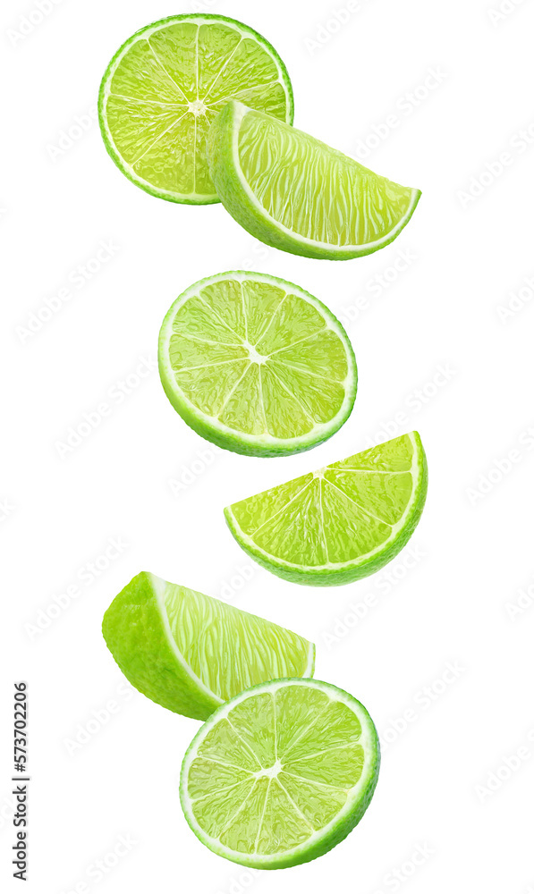 Lime fruit slices levitation, cut out