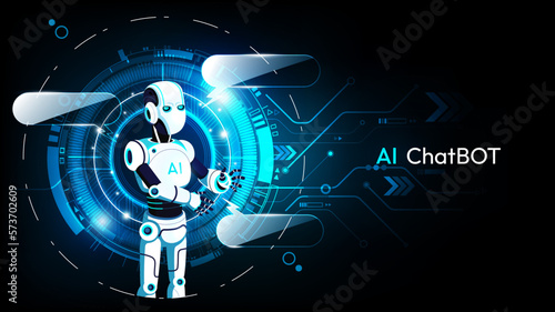 AI Chatbot, Artificial intelligence robot and Chat dialog box on technology background, AI Chatbot concept, vector illustration