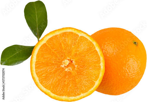 Fresh sweet orange fruit clipping path with leaves
